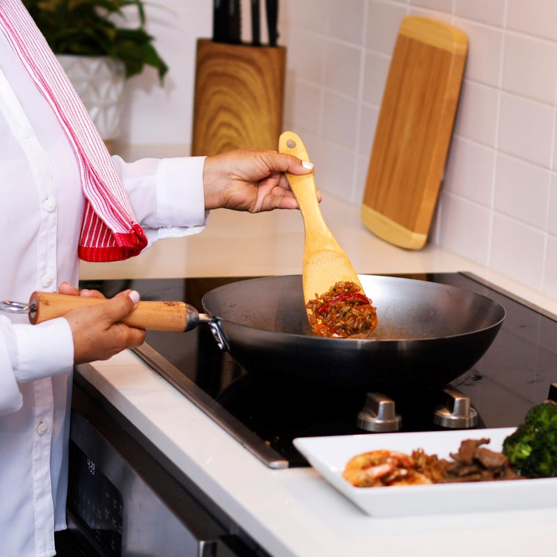 JOYCE CHEN Classic Series 12-Inch Carbon Steel Stir Fry Pan with Birch Handle - Image 3